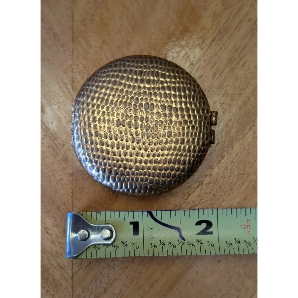 Vintage Revlon Touch & Glow Gold Tone Textured Compact Mirror Empty For Refill